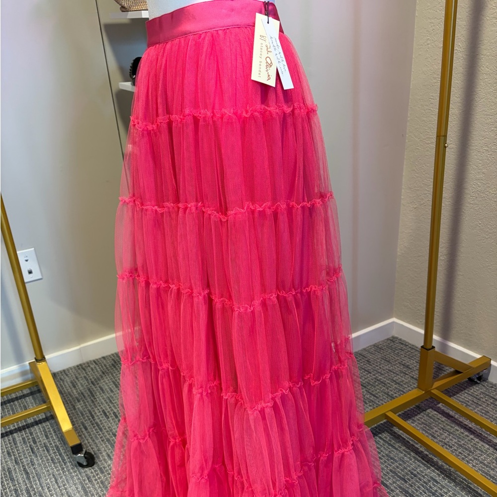 Alice + Olivia Hot Vibrant Pink Maxi Skirt NEW WITH TAGS